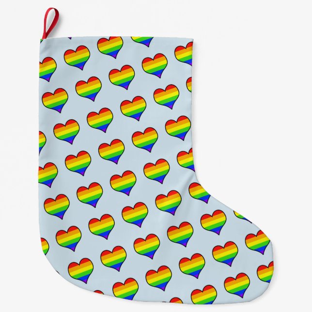 Rainbow Heart Pattern Large Christmas Stocking (Front)