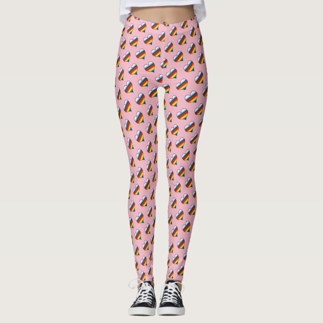 Rainbow Heart Pattern Leggings (Front)
