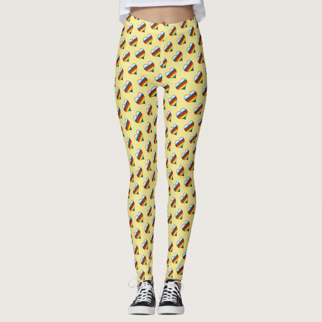 Rainbow Heart Pattern Leggings (Front)