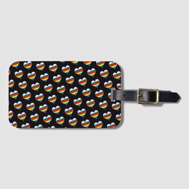 Rainbow Heart Pattern Luggage Tag (Front Horizontal)