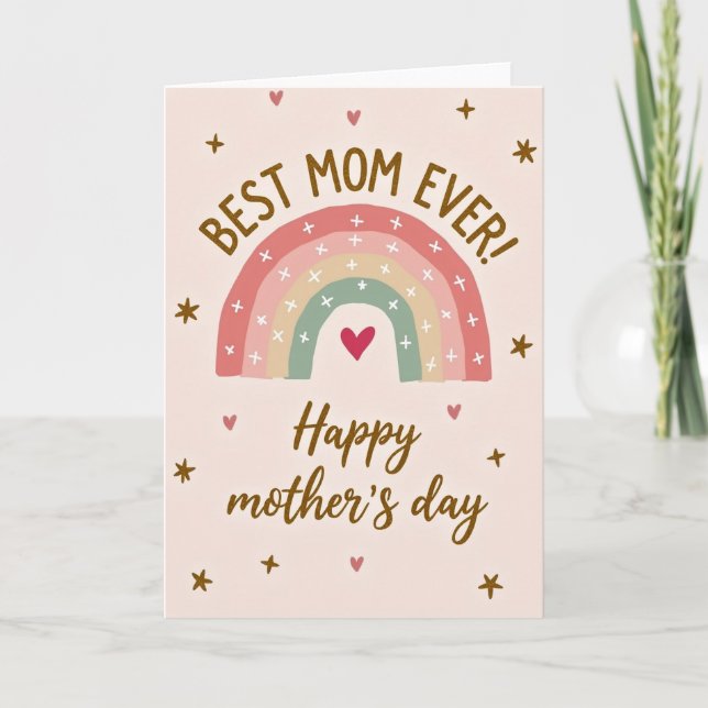Rainbow Heart Pattern Mom Card (Front)