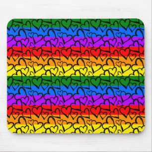 Rainbow Heart Pattern Mouse Mat