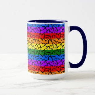 Rainbow Heart Pattern Mug