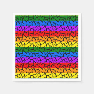 Rainbow Heart Pattern Napkin