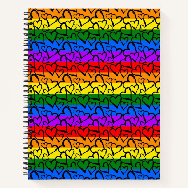 Rainbow Heart Pattern Notebook (Front)