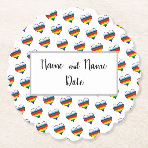 Rainbow Heart Pattern Paper Coaster