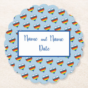 Rainbow Heart Pattern Paper Coaster
