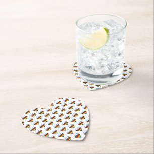 Rainbow Heart Pattern Paper Coaster