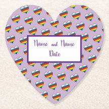 Rainbow Heart Pattern Paper Coaster