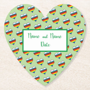 Rainbow Heart Pattern Paper Coaster