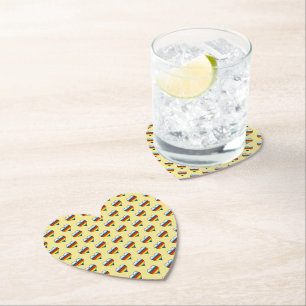 Rainbow Heart Pattern Paper Coaster