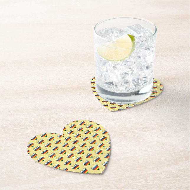 Rainbow Heart Pattern Paper Coaster (Insitu)