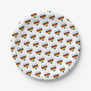 Rainbow Heart Pattern Paper Plates