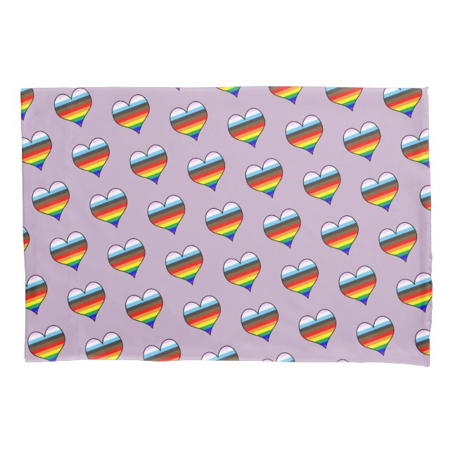 Rainbow Heart Pattern Pillow Case (Front)