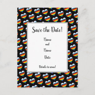 Rainbow Heart Pattern Save the Date Postcard