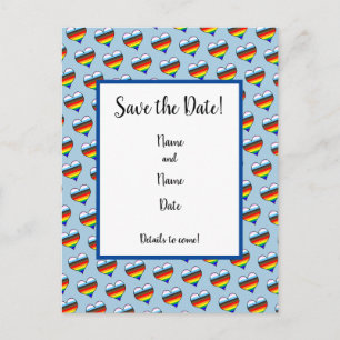 Rainbow Heart Pattern Save the Date Postcard