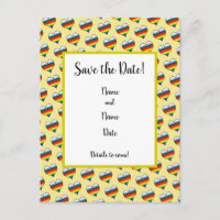 Rainbow Heart Pattern Save the Date Postcard