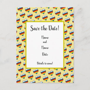 Rainbow Heart Pattern Save the Date Postcard