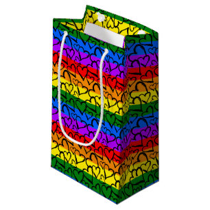 Rainbow Heart Pattern Small Gift Bag