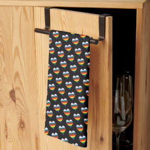 Rainbow Heart Pattern Tea Towel