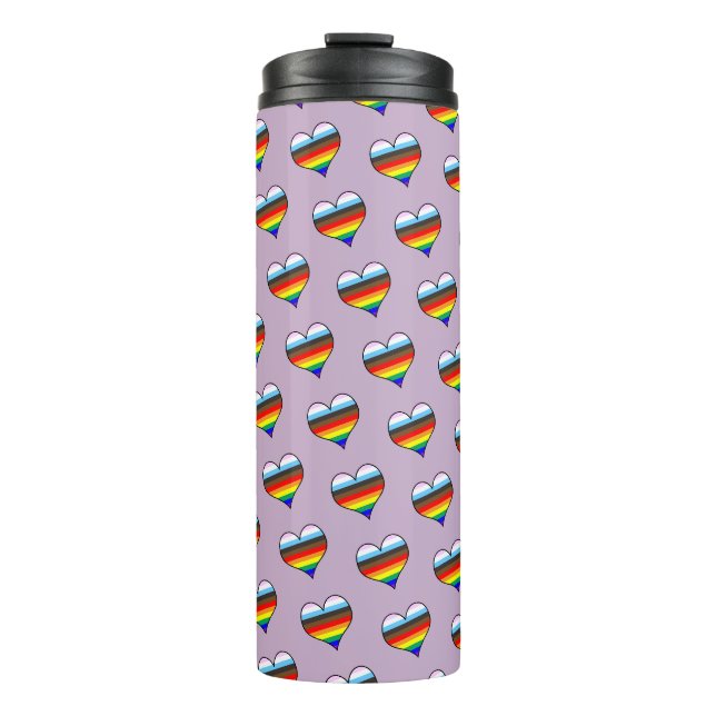 Rainbow Heart Pattern Thermal Tumbler (Front)