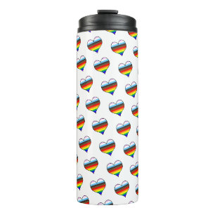Rainbow Heart Pattern Thermal Tumbler