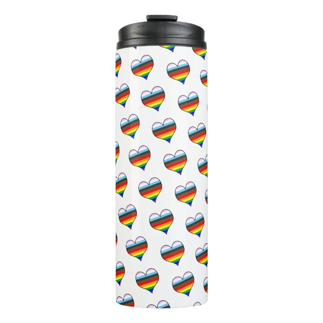 Rainbow Heart Pattern Thermal Tumbler (Front)
