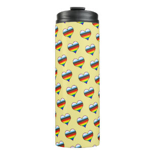 Rainbow Heart Pattern Thermal Tumbler
