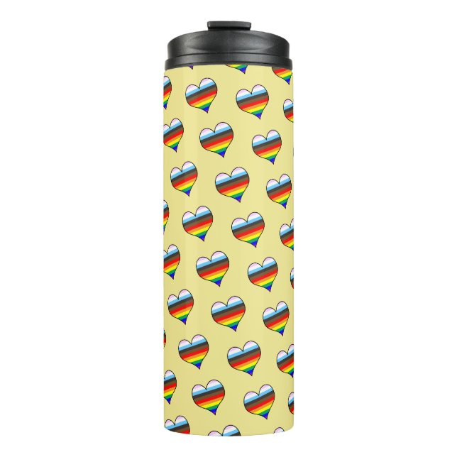 Rainbow Heart Pattern Thermal Tumbler (Front)