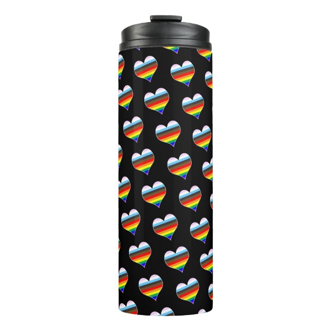 Rainbow Heart Pattern Thermal Tumbler (Front)