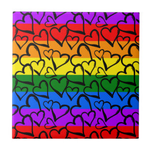 Rainbow Heart Pattern Tile