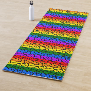 Rainbow Heart Pattern Yoga Mat