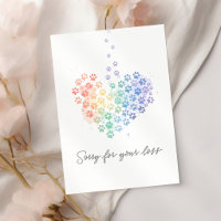 Rainbow Heart Paw Print Pet Loss Sympathy