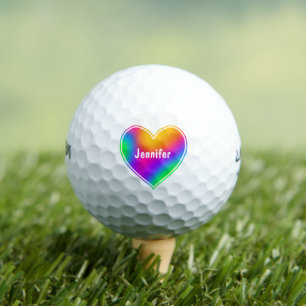 Rainbow Heart Personalised Golf Balls