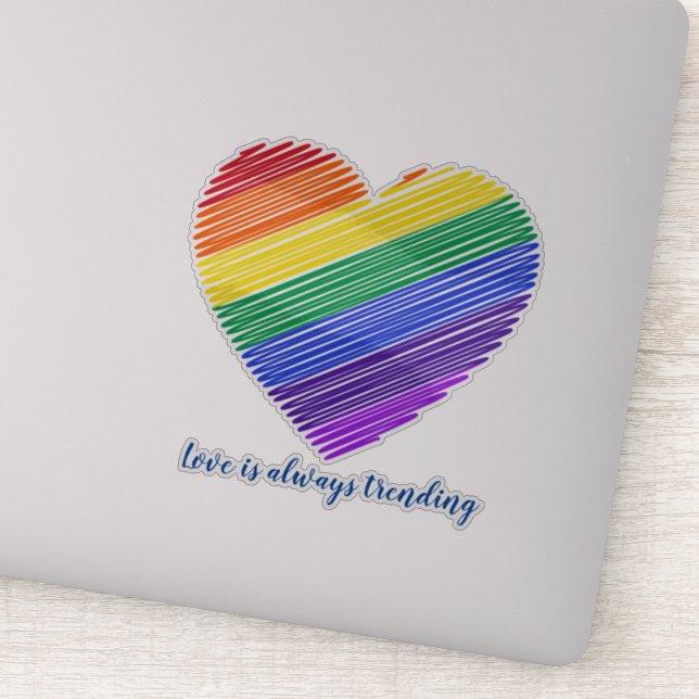 Rainbow heart, Personalised  Laptop Sticker (Detail)