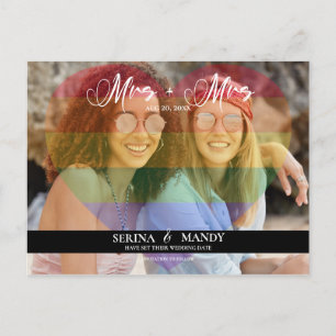 Rainbow Heart Photo Gay Pride Save the Date Postcard