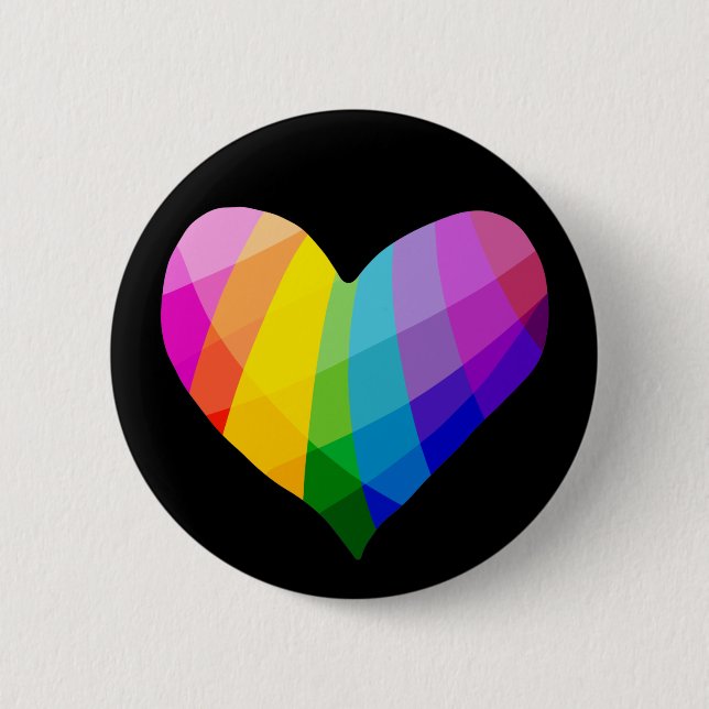 Rainbow Heart Pin Button (Front)