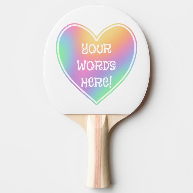 Rainbow Heart Ping Pong Paddle (Front)