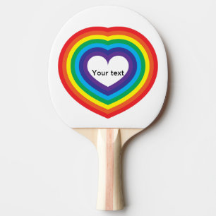 Rainbow heart ping pong paddle