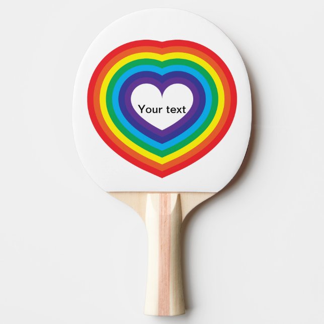 Rainbow heart ping pong paddle (Front)
