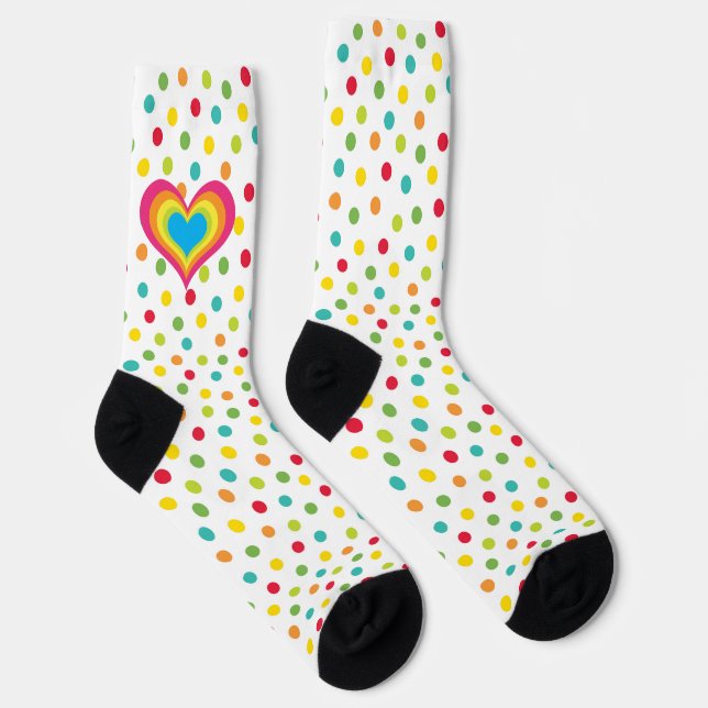 Rainbow  Heart Polka Dots Socks (Right)