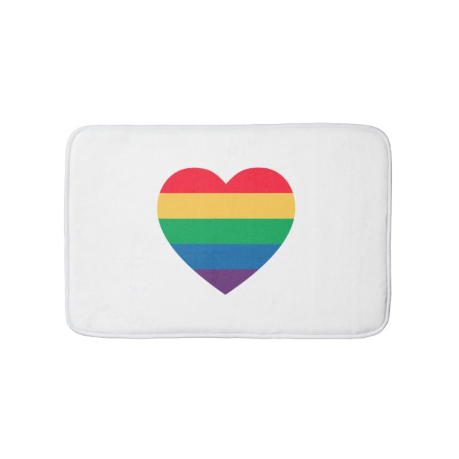 Rainbow Heart Pride Bath Mat (Front)