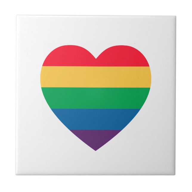 Rainbow Heart Pride Ceramic Tile (Front)