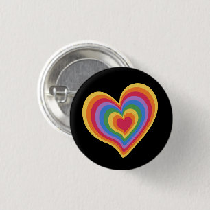 Rainbow heart. Pride gay love       3 Cm Round Badge