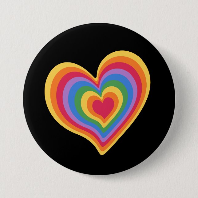 Rainbow heart. Pride gay love         7.5 Cm Round Badge (Front)
