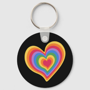 Rainbow heart. Pride gay love      Key Ring