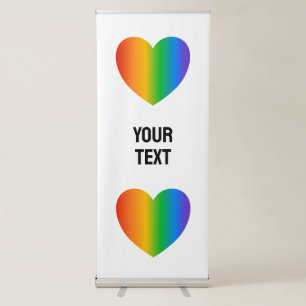 Rainbow Heart Pride Gay Wedding Welcome Retractable Banner