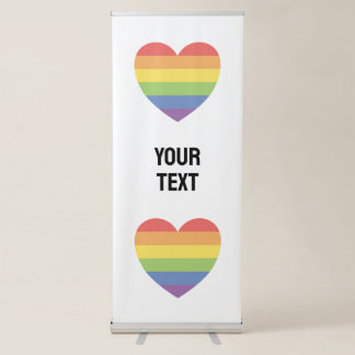 Rainbow Heart Pride Gay Wedding Welcome Retractable Banner
