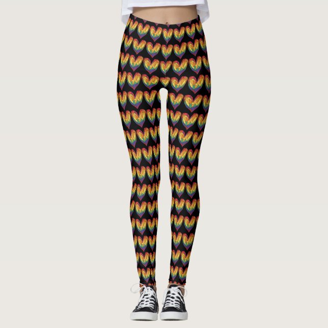 Rainbow Heart Pride  Leggings (Front)