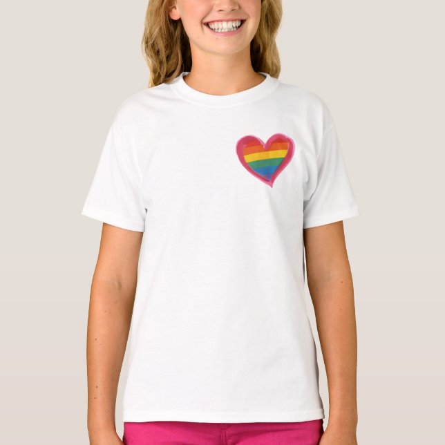 Rainbow Heart Pride, Love Wins Equality, LGBTQ+ Te T-Shirt (Front)